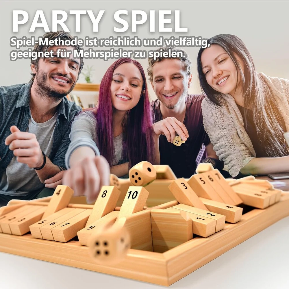 Deuxyu shut the box 4 žaidėjams, medinis kauliukų žaidimas su 8 kauliukais, tradicinis kauliukų žaidimas suaugusiems ir vaikams, šeimos žaidimai, smagus žaidimas, stalo kauliukų žaidimo žaislas