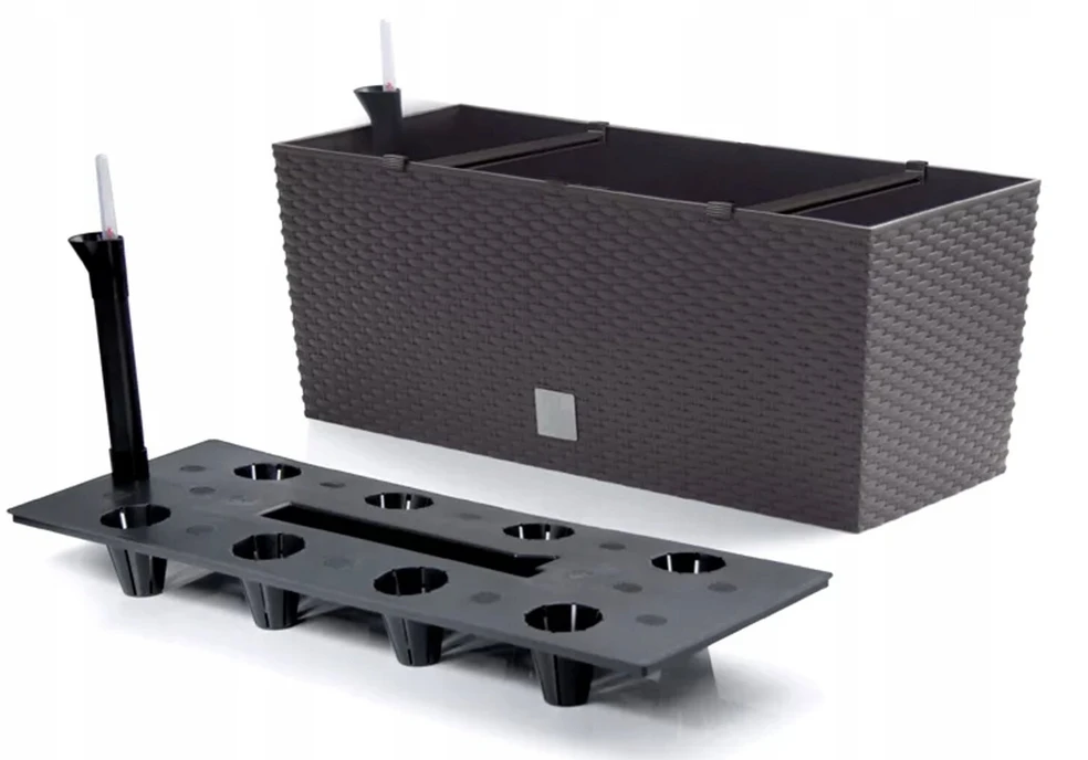 Dėžė gėlių vazonas balkonui rattan umbra cartridge su drėkinimo sistema