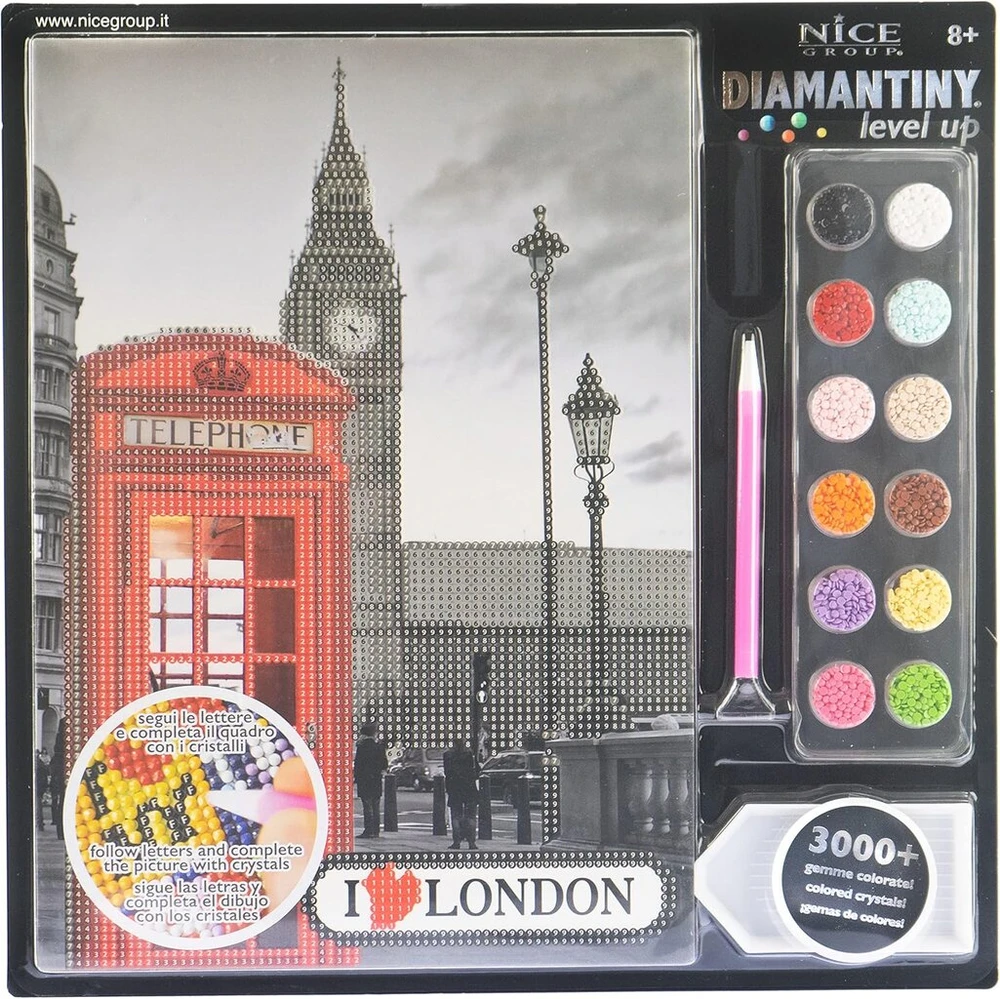 Diamantiny Level Up Nice Group kūrybinis rinkinys, deimantų mozaikos paveikslas Londonas