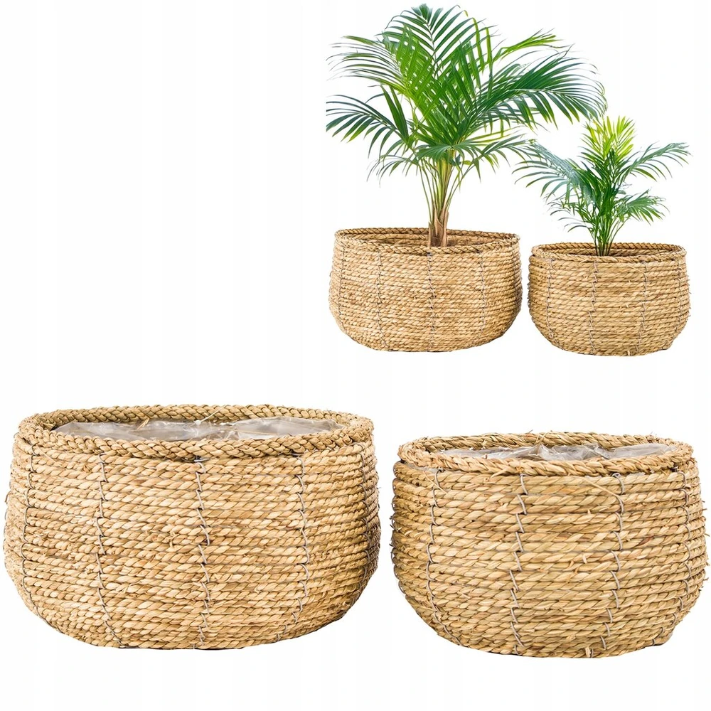 Didelis boho stiliaus vazono apvalkalas 25 cm grindų vazonas palmei, 2 vnt.
