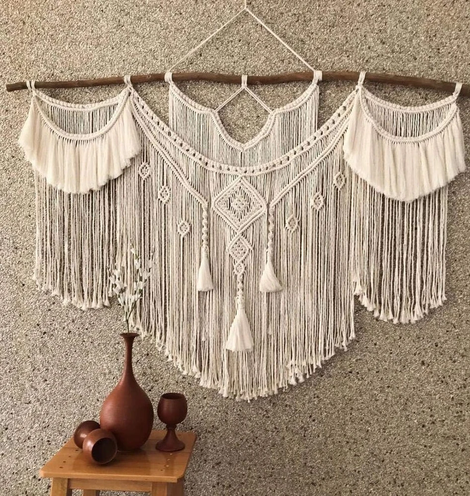 Didelis „cbxsf“ macramé sienų dekoravimas, bohemiškas sienų dekoras, macramé gobelenas virš lovos galvūgalio
