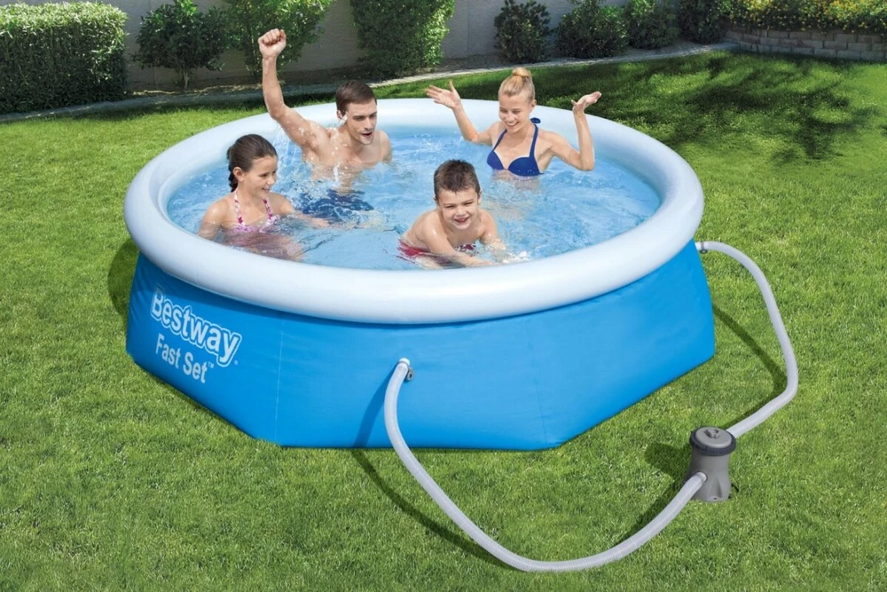 Didelis pripučiamas baseinas 244x66 cm Bestway su siurbliu ir filtru