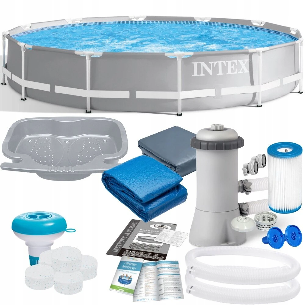 DIDELIS ŠEIMOS BASEINAS SODE SU KARKASU INTEX 366x76 MEGA RINKINYS + DOVANA