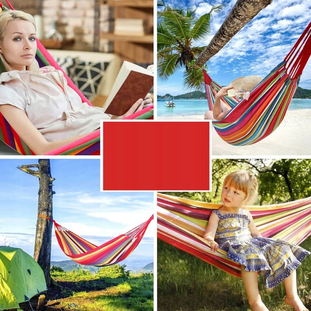 Didelis sodo hamakas-supynės spalvingas 260x150 cm stovyklavimui