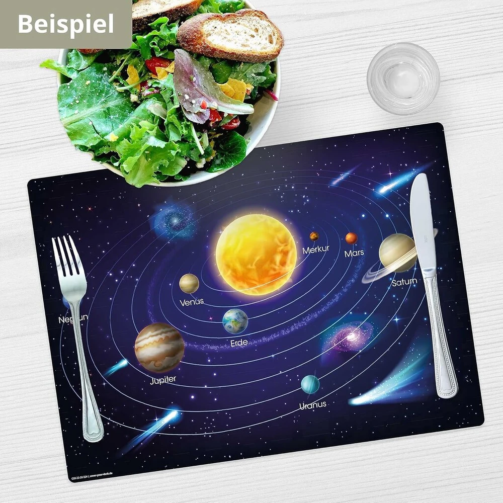 Rankšluostis Die Tischsetmacher Plaunamas padėkliukas - our solar system ii - 44 x 32 cm - edukacinis padėkliukas su mokymosi efektu - pagamintas iš aukštos kokybės vinilo