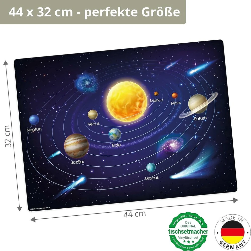 Rankšluostis Die Tischsetmacher Plaunamas padėkliukas - our solar system ii - 44 x 32 cm - edukacinis padėkliukas su mokymosi efektu - pagamintas iš aukštos kokybės vinilo