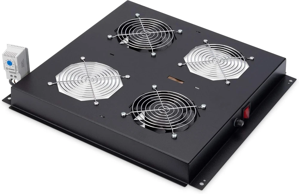 Digitus Professional Dn-19 2b N stogo ventiliatorius, skirtas unikaliems tinklams ir Dynamic Basic, 2 ventiliatoriai, termostato jungiklis / juodas
