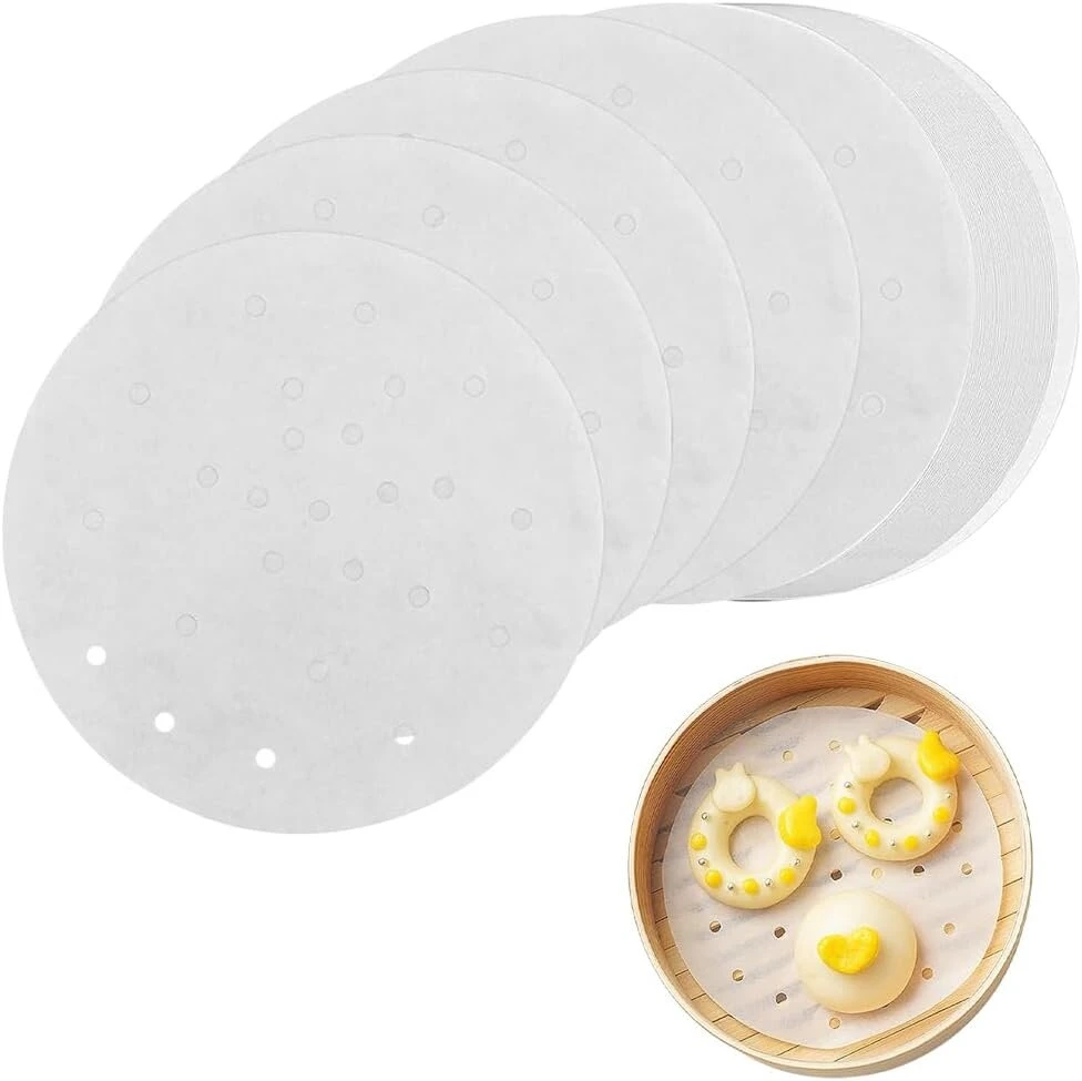 Dim sum popierius, 200 vienetų popierius garintuvui, perforuotas kepimo popierius