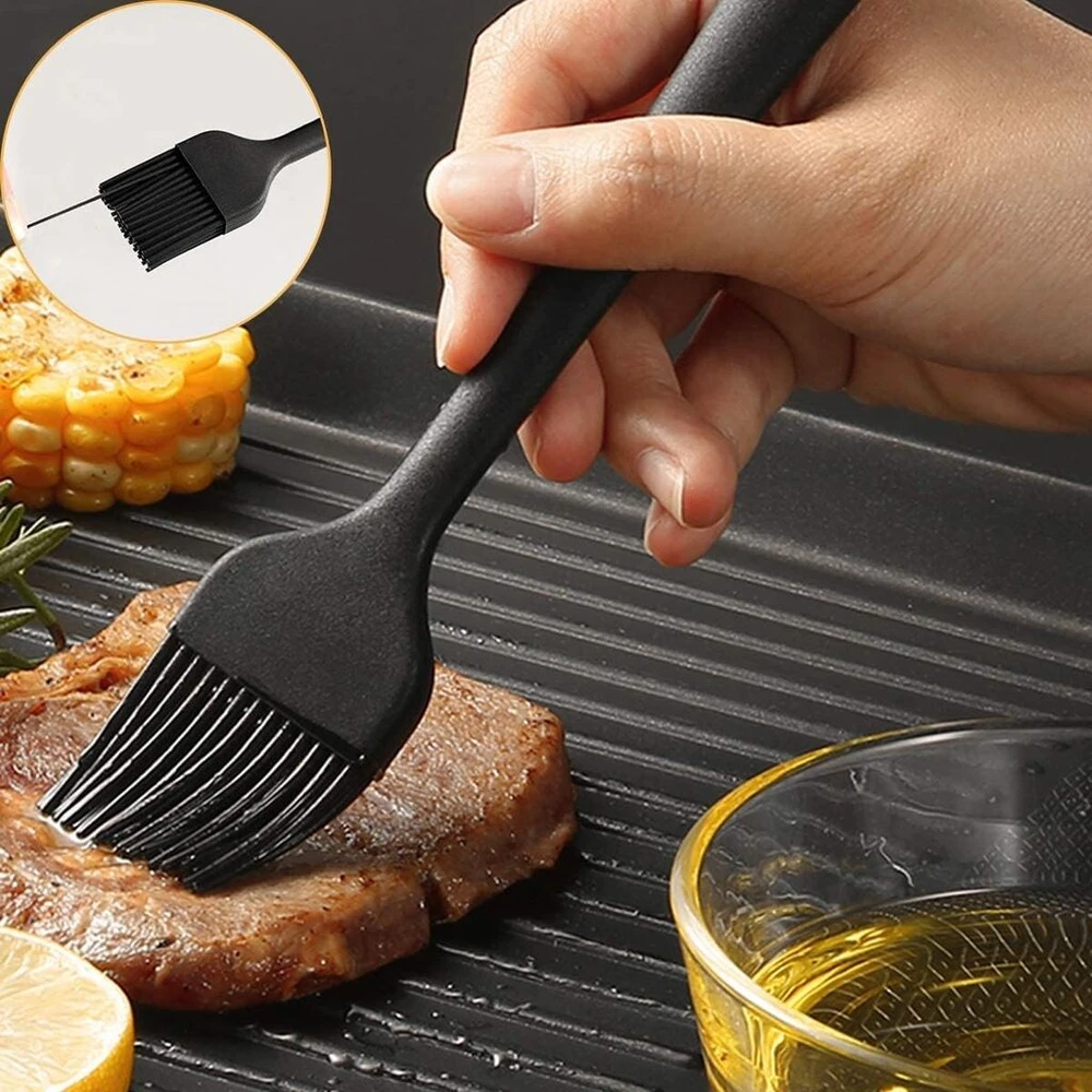 Dimiff® silikoninis teptukas, konditerinis teptukas, silikoninis virtuvinis teptukas, 26 + 21 cm, be Bpa, maistinis silikoninis virtuvinis teptukas, 230 °c, karščiui atsparus teptukas, kepimo Bbq grilio teptukas, didelis + mažas