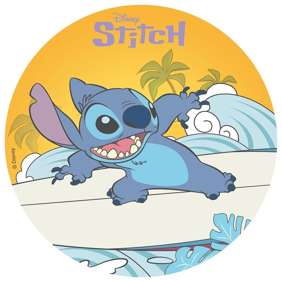 Disney Dekozauber24 Stitch valgomos tortų dekoracijos (20 cm) su 20 keksiukų dekoracijomis, 2 vnt. rinkinys, vegetariškas, be pridėtinio cukraus, pagaminta iš valgomojo vaflinio popieriaus su saldžiu skoniu torto dekoravimui (stitch Nr. 1)