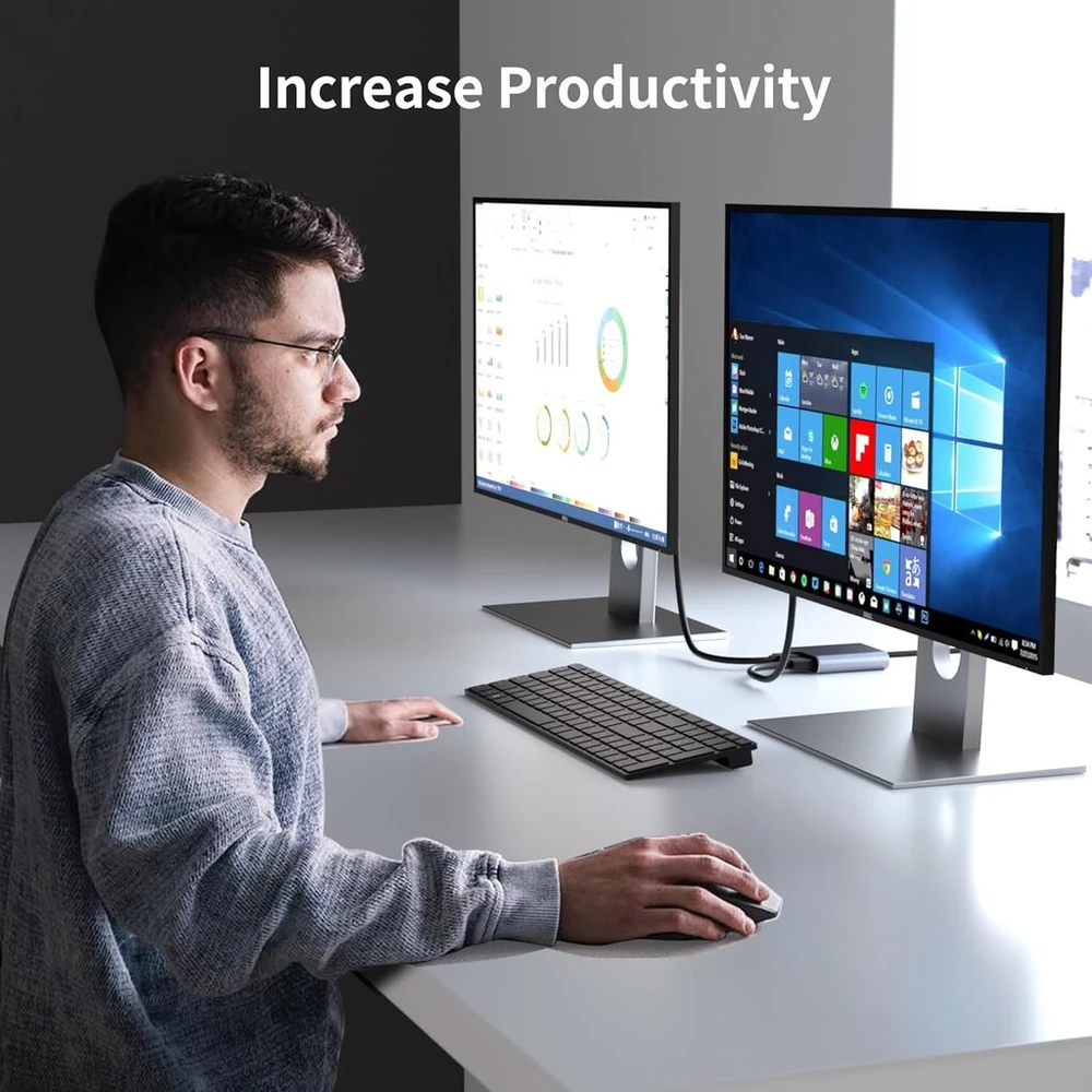 Displayport į 2 Hdmi adapteris, 4k dvigubam monitoriui