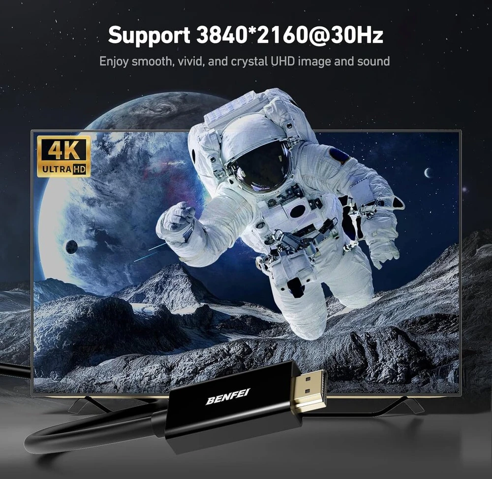 Displayport į Hdmi 1.8m kabelis, Benfei Dp Ekranas Port į Hdmi Hdtv 1080p adapteris, jungtis iš tėviškos į tėvišką, paauksuotas laidas, skirtas Lenovo, Dell, Hp, Asus ir kitiems prekių ženklams