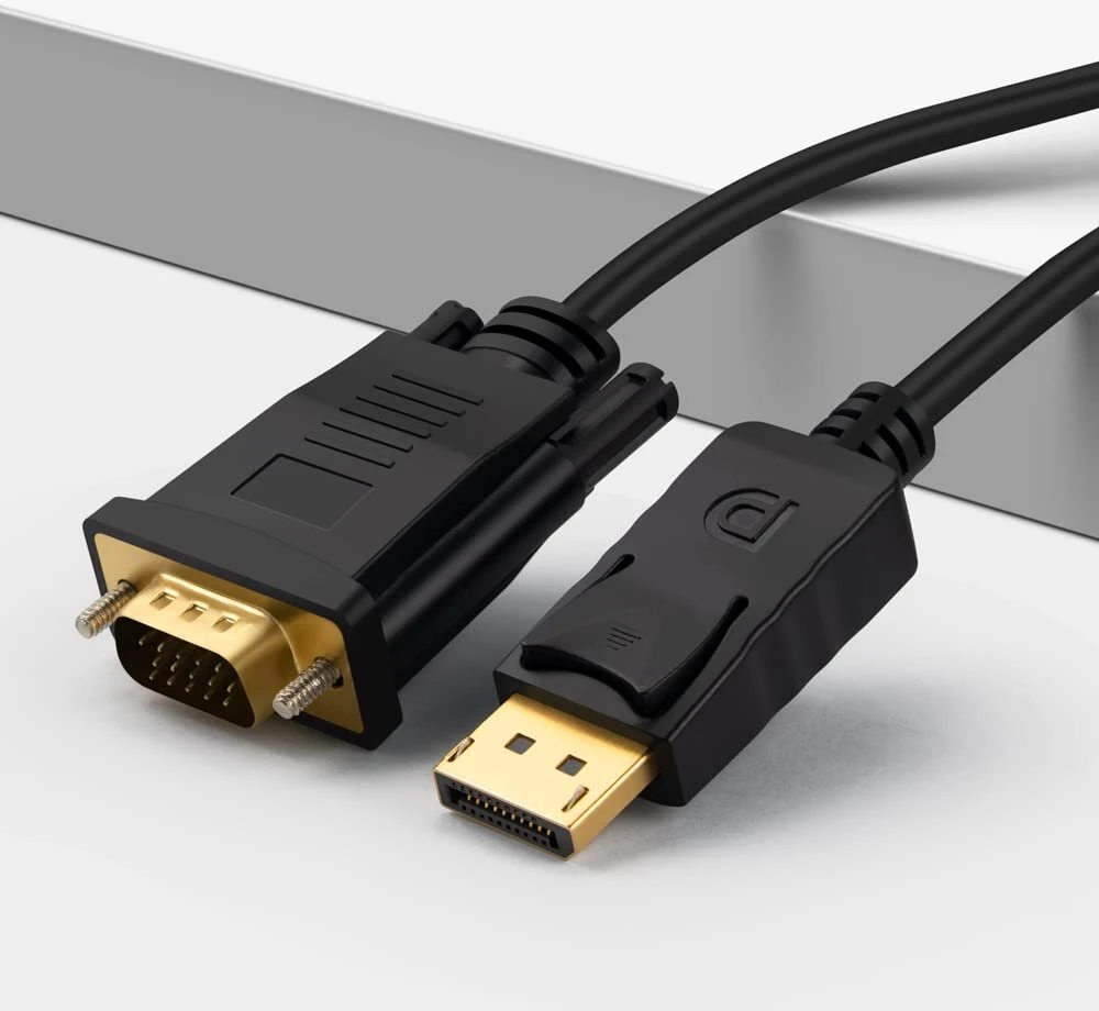 Displayport į Vga kabelis, Displayport į Vga adapteris, dvigubo režimo 1080p Full Hd Ekranas Port į Vga kabelio adapteris (nuo vyriško iki vyriško) skirtas Lenovo/dell/hp/asus ir kitiems prekės ženklams (1.8m)
