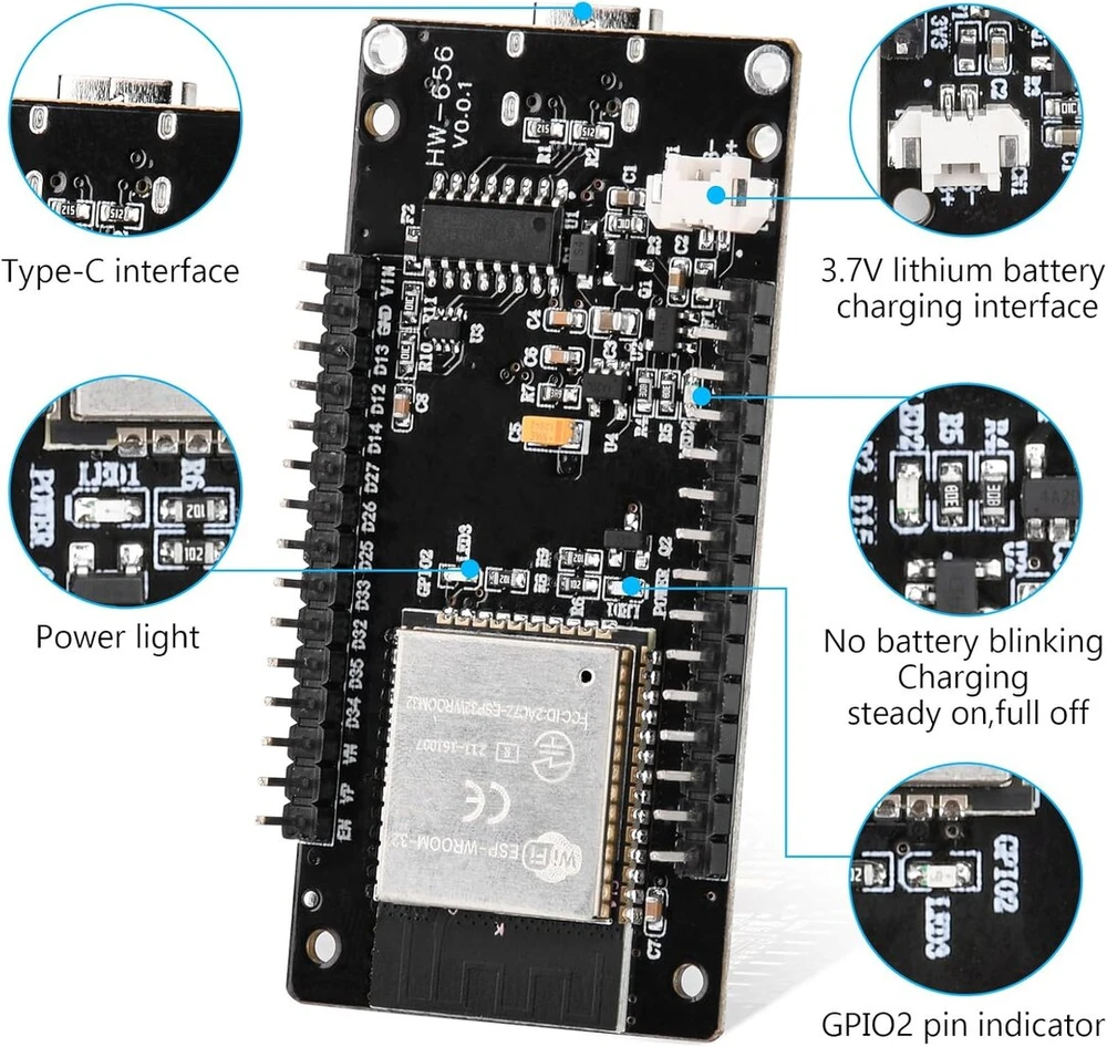 Diymore 2vnt. Esp32 kūrimo plokštė su 1.96 colių Lcd ekranu 2.4 Ghz Wifi Bluetooth Ble Mcu Ch340 lustu Esp32 Nodemcu Usb C