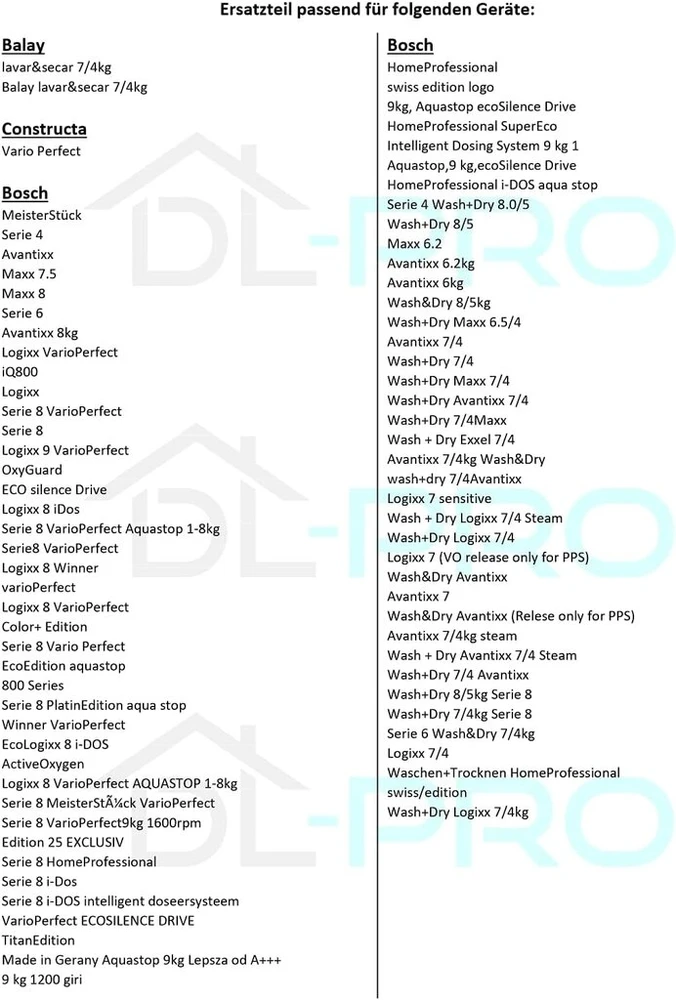 Dl-pro išleidimo siurblys bosch siemens 145093 00145093 145777 00145777 modeliams avantixx logixx maxx varioperfect iq500 šarmo