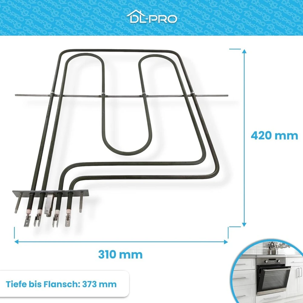 Dl-pro viršutinis kaitinimo elementas 2900 w 230 v, skirtas amica 8026764 grilio kaitintuvui orkaitei