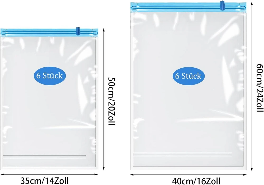 Dntorx 12 vakuuminių maišelių rinkinys drabužiams kelionėms, 40 x 60 cm + 35 x 50 cm vakuuminiai maišeliai drabužiams, vietą taupantys vakuuminiai maišeliai, drabužiai, kelionių reikmenys, drabužių maišeliai, nereikia vakuuminio siurblio
