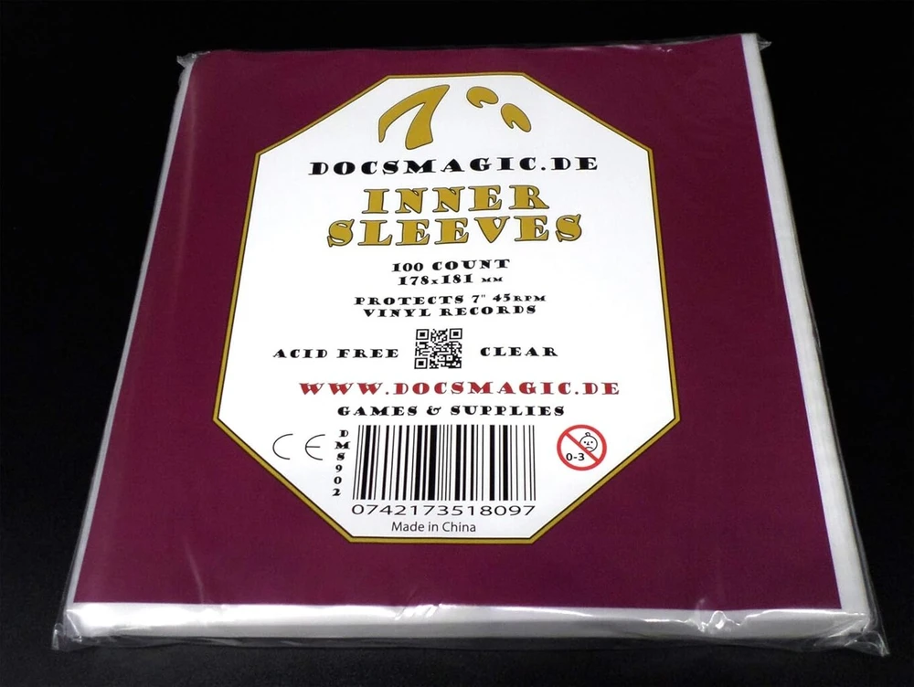 Vinilinė plokštelė Docsmagic.de 100 vidinių įmaučių + daugkartinio uždarymo išoriniai maišeliai 7 colių 45 aps