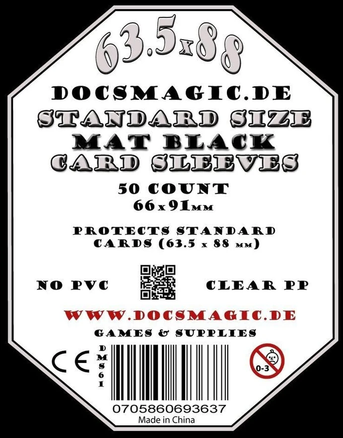 Docsmagic.de Kortelių dėklai, 500 vnt., Standartinis dydis 66x91 mm, Juodi