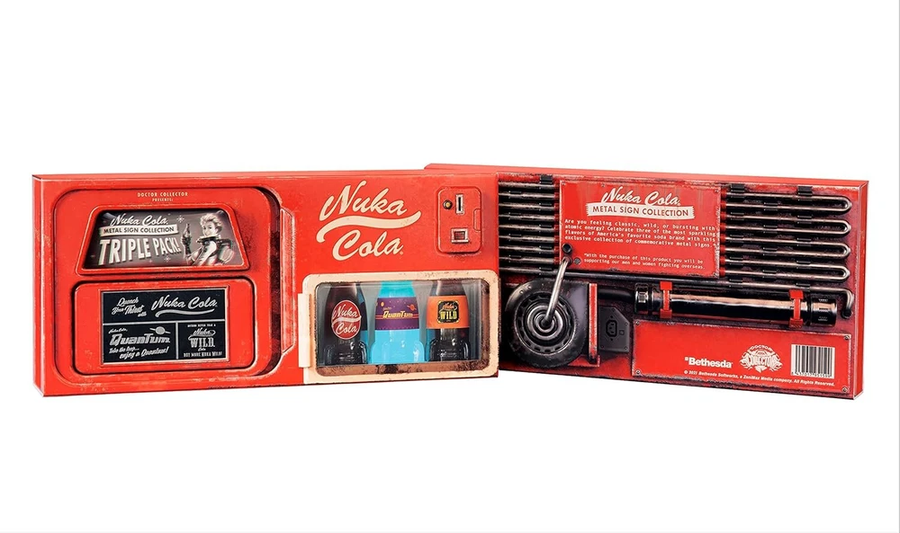 Doctor Collector Dcfall01a Nuka Cola metalinių ženklų kolekcija - 3 vnt.