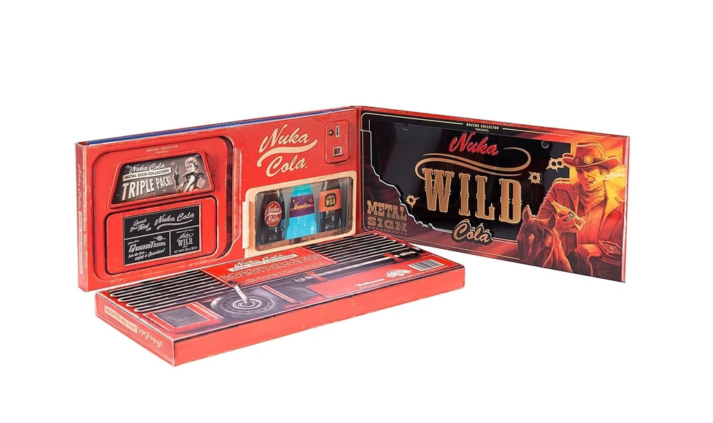 Doctor Collector Dcfall01a Nuka Cola metalinių ženklų kolekcija - 3 vnt.