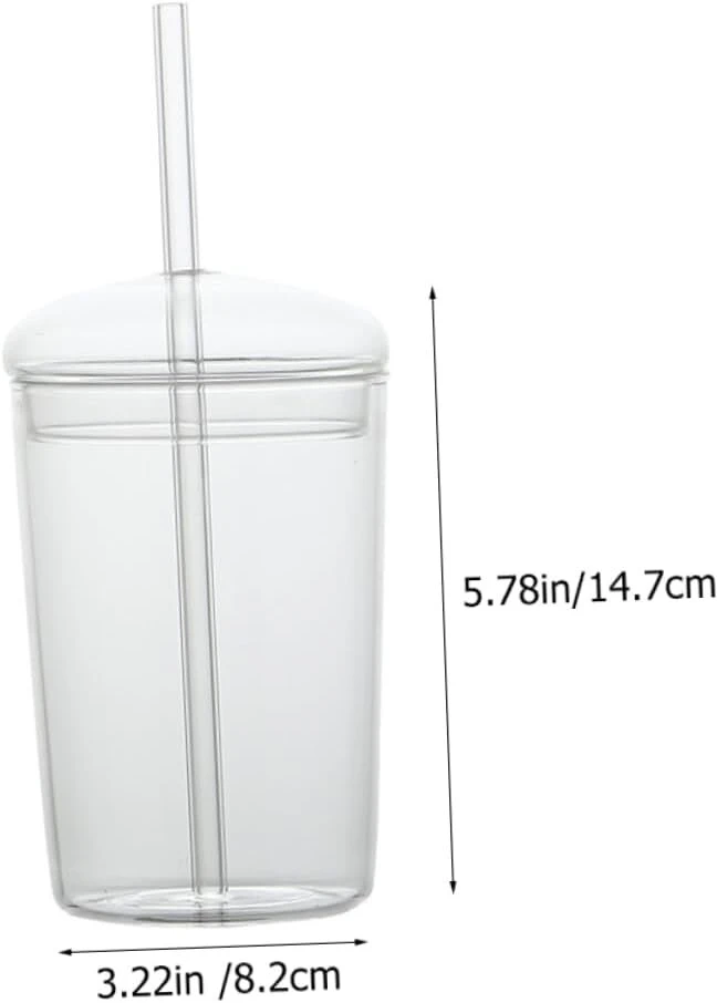 Doitool stiklinė su dangteliu ir šiaudeliu, 443 ml burbulinės arbatos puodelis su šiaudeliu maisto sultims, kavai, kokteiliams, arbatai, uogienei, skaidri geriamojo stiklinė su dangteliu