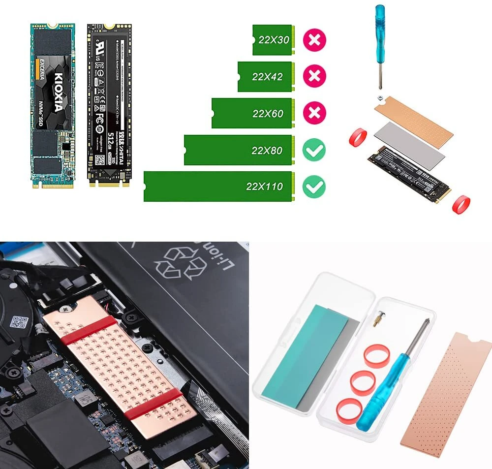 Dolder M.2 2280 ssd varinis radiatorius, 74 x 22 x 0,8 mm, aušintuvas su silikonine termo pagalvėle nešiojamam kompiuteriui nvme m.2 2280