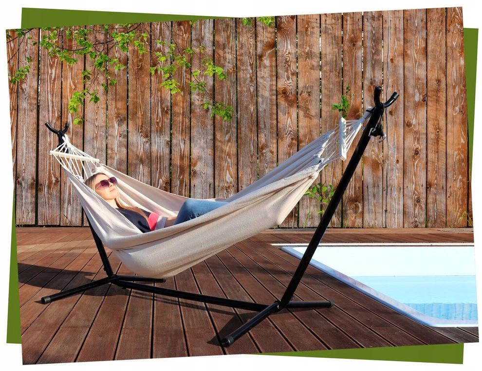 Domarex OEM dvivietis sodo hamakas XXL, 280x150 cm, ecru
