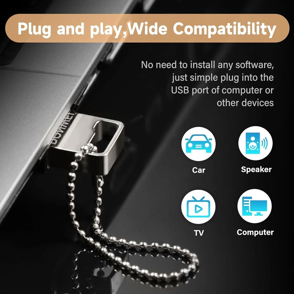 Donwei usb atmintinė, mini usb atmintinė, 128 gb, galima pakabinti ant raktų pakabuko, lengva nešiotis.