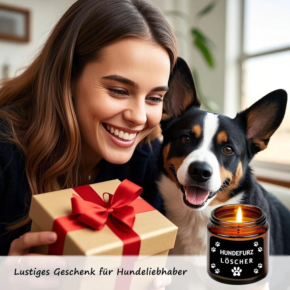 Dovanos šunų savininkėms, kvapni žvakė su užrašu - Dog Fart Extinguisher, juokinga dovana šunų mylėtojoms, žmonai, merginai gimtadienio, Valentino dienos, Kalėdų proga, gimtadienio dovana moterims