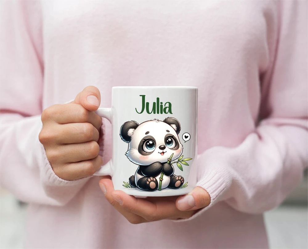 Dovanų rinkinys: puodelis, pagalvė ir maišelis su panda