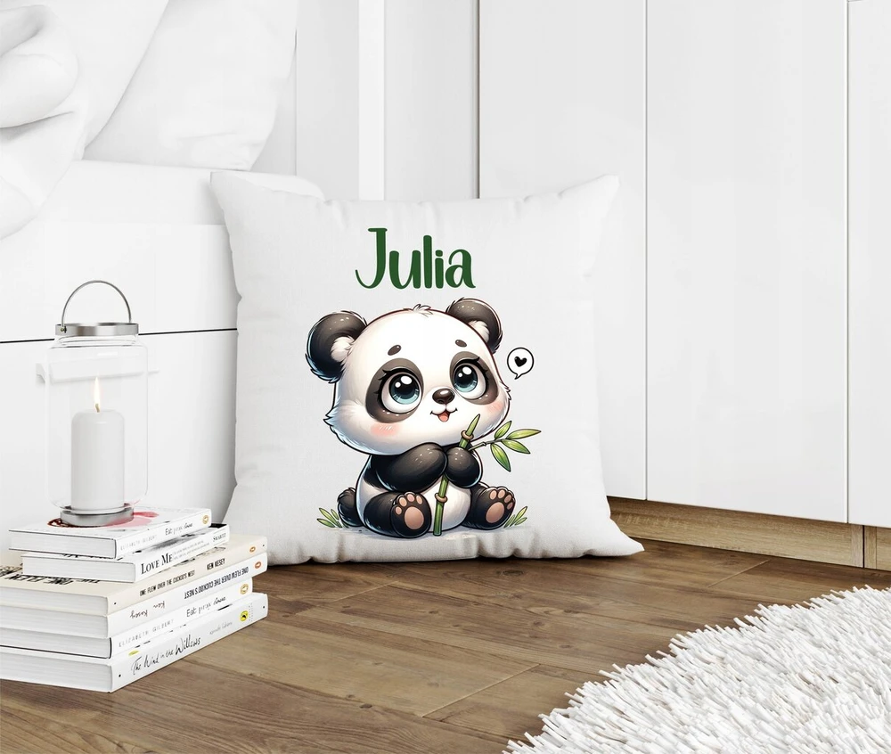 Dovanų rinkinys: puodelis, pagalvė ir maišelis su panda