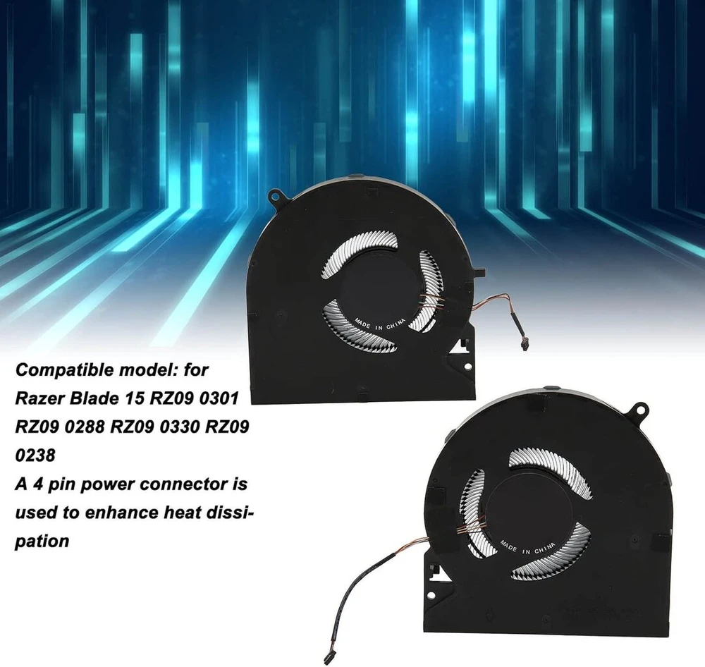 Dpofirs cpu + gpu aušinimo ventiliatoriaus pakeitimas, skirtas blade 15 rz09 0301 rz09 0288 rz09 0330 rz09 0238, dfs5k123043635 dfs5k121144645 pakaitinis ventiliatorius (cpu gpu ventiliatorius)
