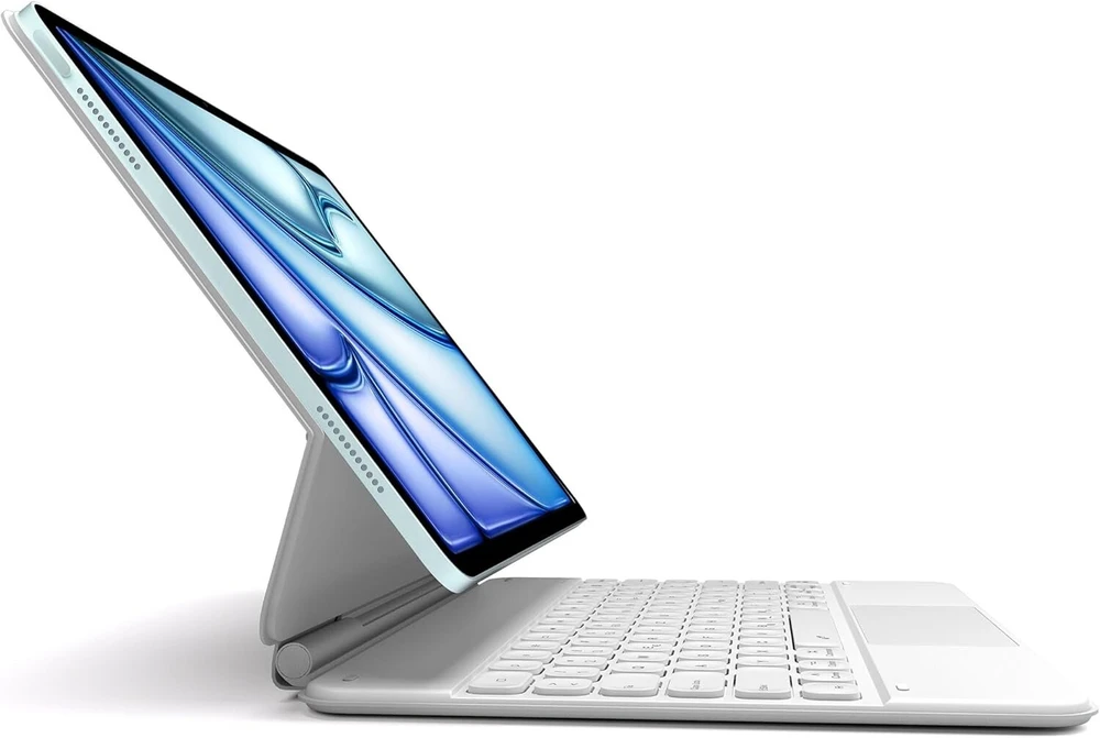 Dracool klaviatūra, skirta Ipad Air 13 colių (m3/m2, 2025/2024), klaviatūros dėklas, skirtas Ipad Pro 12.9 colių 6/5/4/3 Gen su jutikliniu kilimėliu, magnetinė laisvai plaukiojanti apšviesta Magic Type klaviatūros dėklas Qwertz, balta
