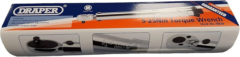 Draper 78639 Btw 1 / 10,2 cm kvadratinis sukimo momento raktas 5–25 Nm