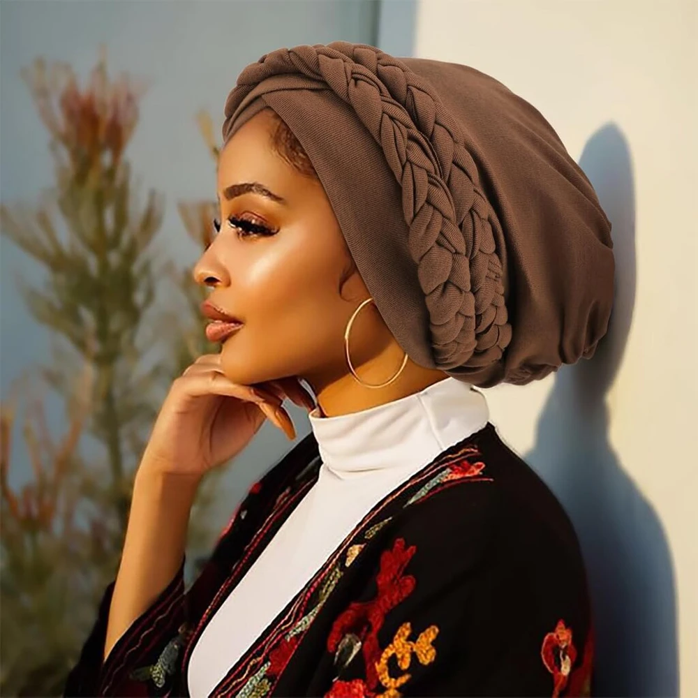 Dreshow afrikietiškas turbanas moterims su dviguba kasa, galvos apdangalas, chemo kepurė, iš anksto užrišta beanie kepurė, galvos apdangalas, miego kepurė