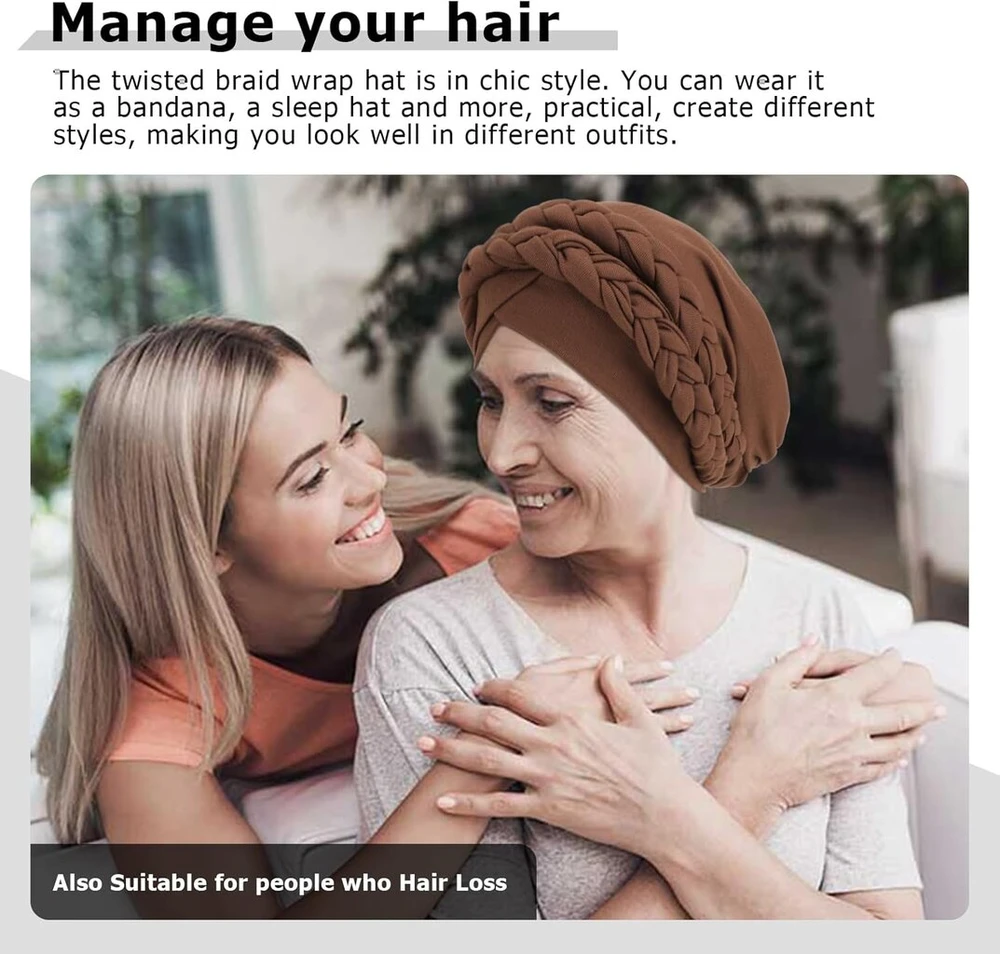 Dreshow afrikietiškas turbanas moterims su dviguba kasa, galvos apdangalas, chemo kepurė, iš anksto užrišta beanie kepurė, galvos apdangalas, miego kepurė