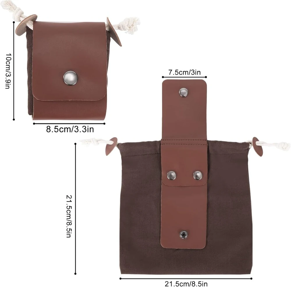 Drobės krepšys bushcraft, krepšys maistui rinkti su raišteliu ir sagtimi, sulankstomas drobės krepšys ant juosmens, diržo laikymo krepšys stovyklavimui, lauke, važinėjimui dviračiu, laipiojimui, rudas, atidarykite duris, sulankstomas