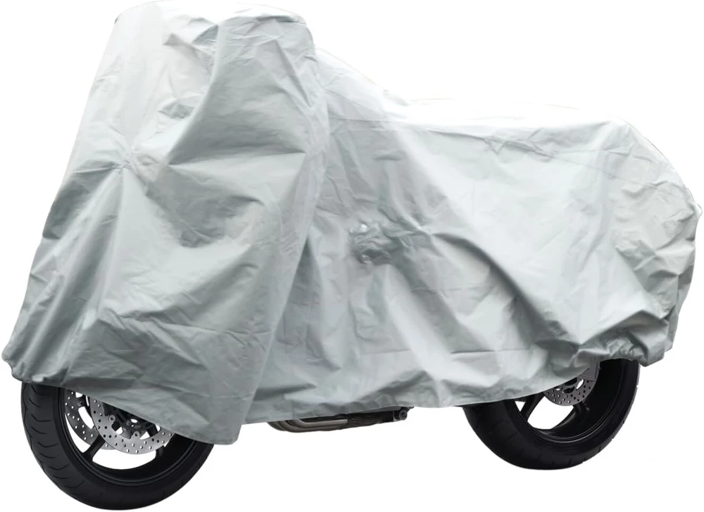 Dunlop motorolerio ir motociklo tentas - universalus motociklo uždangalas - tinkamas su priekiniu stiklu - neperšlampamas motociklo tentas naudojimui lauke - 246 x 104 x 127 cm - plastikas - pilkas