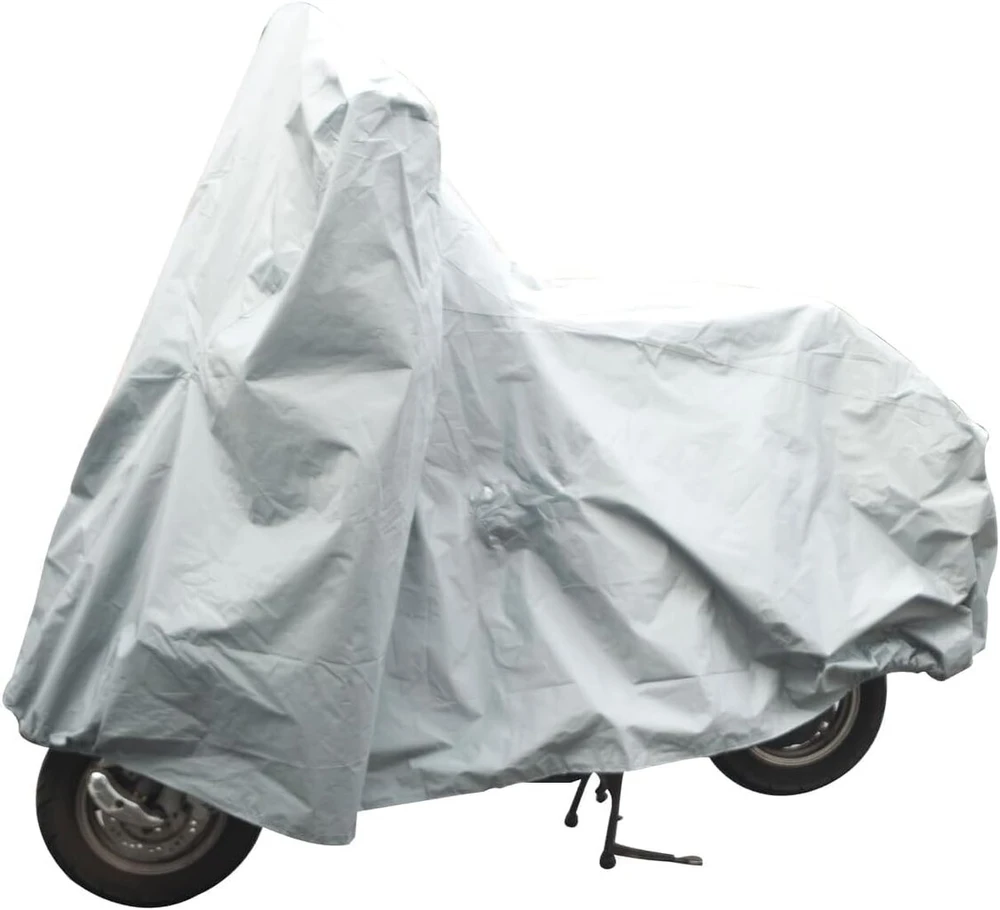 Dunlop motorolerio ir motociklo tentas - universalus motociklo uždangalas - tinkamas su priekiniu stiklu - neperšlampamas motociklo tentas naudojimui lauke - 246 x 104 x 127 cm - plastikas - pilkas