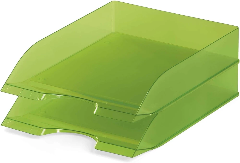 Durable laiškų dėklai (basic, skirti din a4–c4 formatui, sudedami į krūvą), 6 vnt., žali, skaidrūs, 1701673017