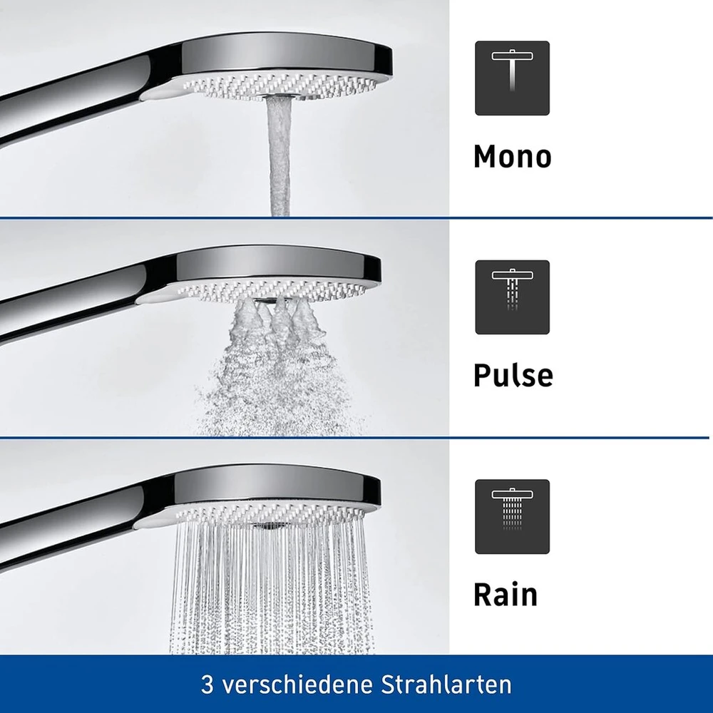 Duravit Universal dušo sistema, dušo komplektas su 3 srovės tipais (rain, Pulse, Mono), dušo stovas (700 mm) su reguliuojamo aukščio rankiniu dušu, dušo žarna su apsauga nuo susisukimo, matinė juoda
