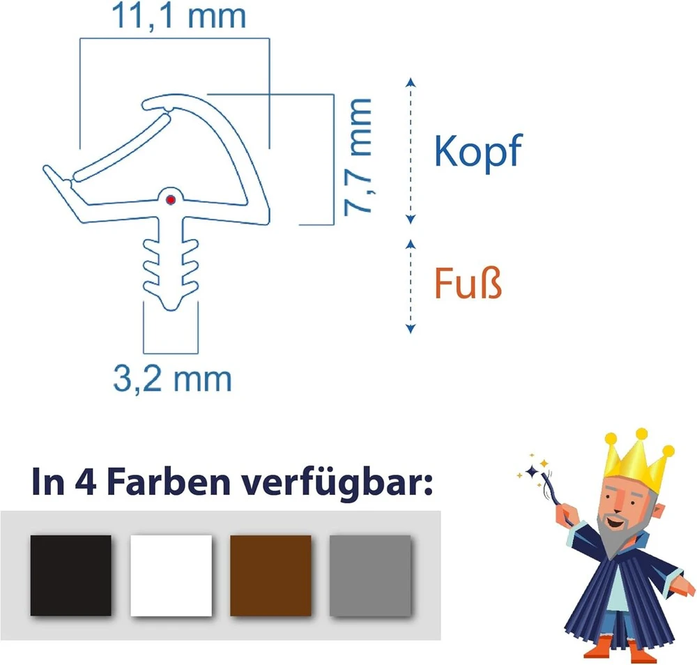 Durų sandariklis nuo išsiplėtimo, sriegis 3 mm griovelio plotis, 7 mm griovelio gylis, 12 mm užlenkimo plotis