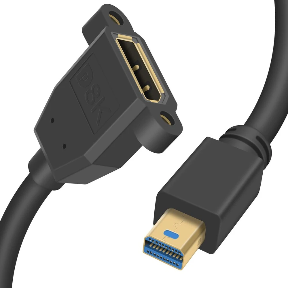 Duttek Mini Displayport į Displayport ilginamasis kabelis, 8k@60hz Mini Displayport Male į Displayport Female dvikryptis perdavimo Displayport į Mini Displayport kabelis 0.3m