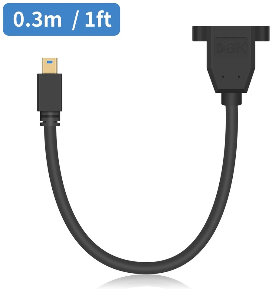 Duttek Mini Displayport į Displayport ilginamasis kabelis, 8k@60hz Mini Displayport Male į Displayport Female dvikryptis perdavimo Displayport į Mini Displayport kabelis 0.3m