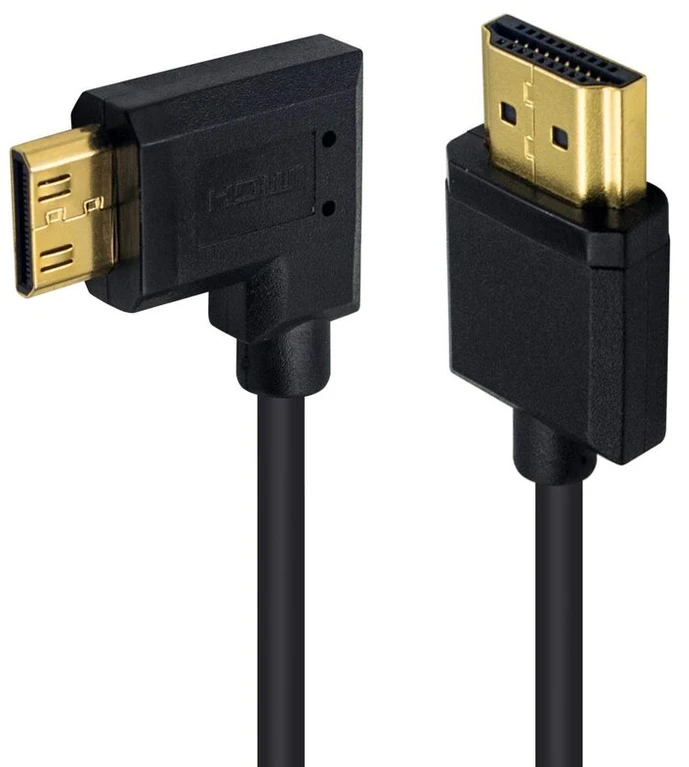 Duttek Mini Hdmi į Standard Hdmi kabelis, Mini Hdmi į Hdmi spiralinis kabelis, itin plonas Hdmi Male į Mini Hdmi Male, palaiko 4k Ultra Hd, 1080p, 3d (hdmi 2.0) (1.2m) (stačiu kampu)