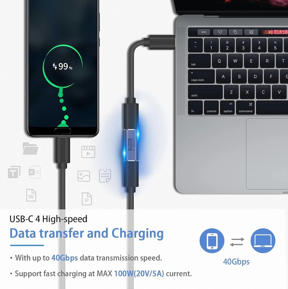 Duttek Usb C jungtis 40 gbps, Usb C mama-mama adapteris palaiko 8k @ 60 hz ir 100 w greitą įkrovimą, Usb C mama adapteris suderinamas su thunderbolt 3/4 ir su Usb type C sąsajos įrenginiais