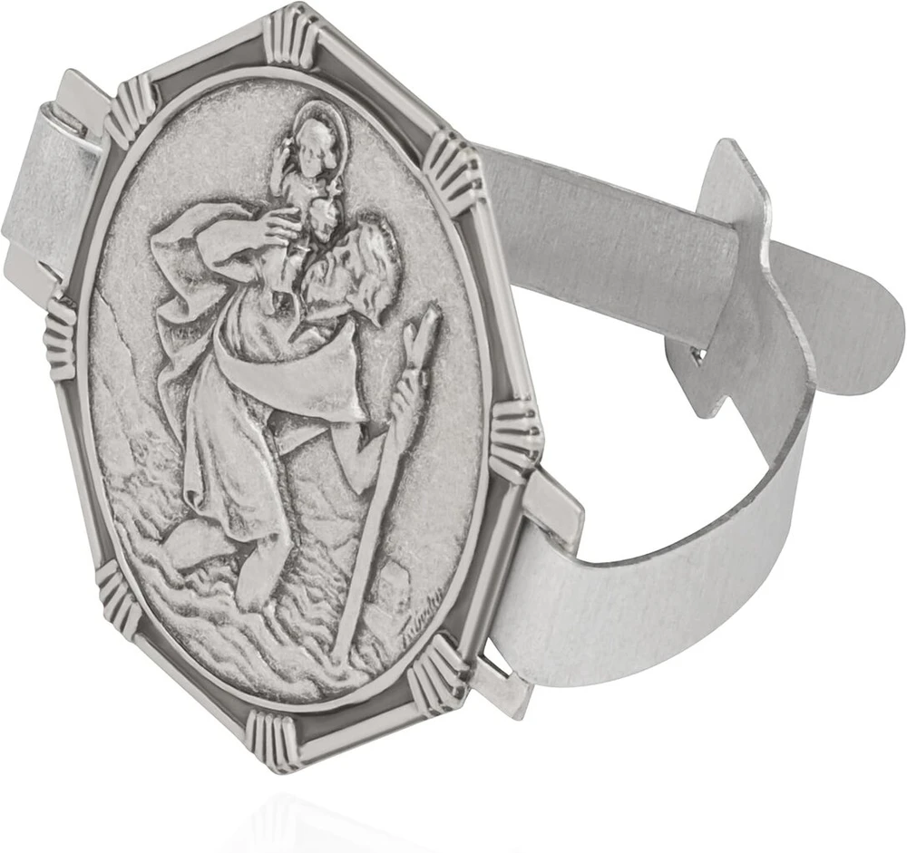 Dviračio medalionas Šv. Kristoforas 4 cm metalinis laikiklis