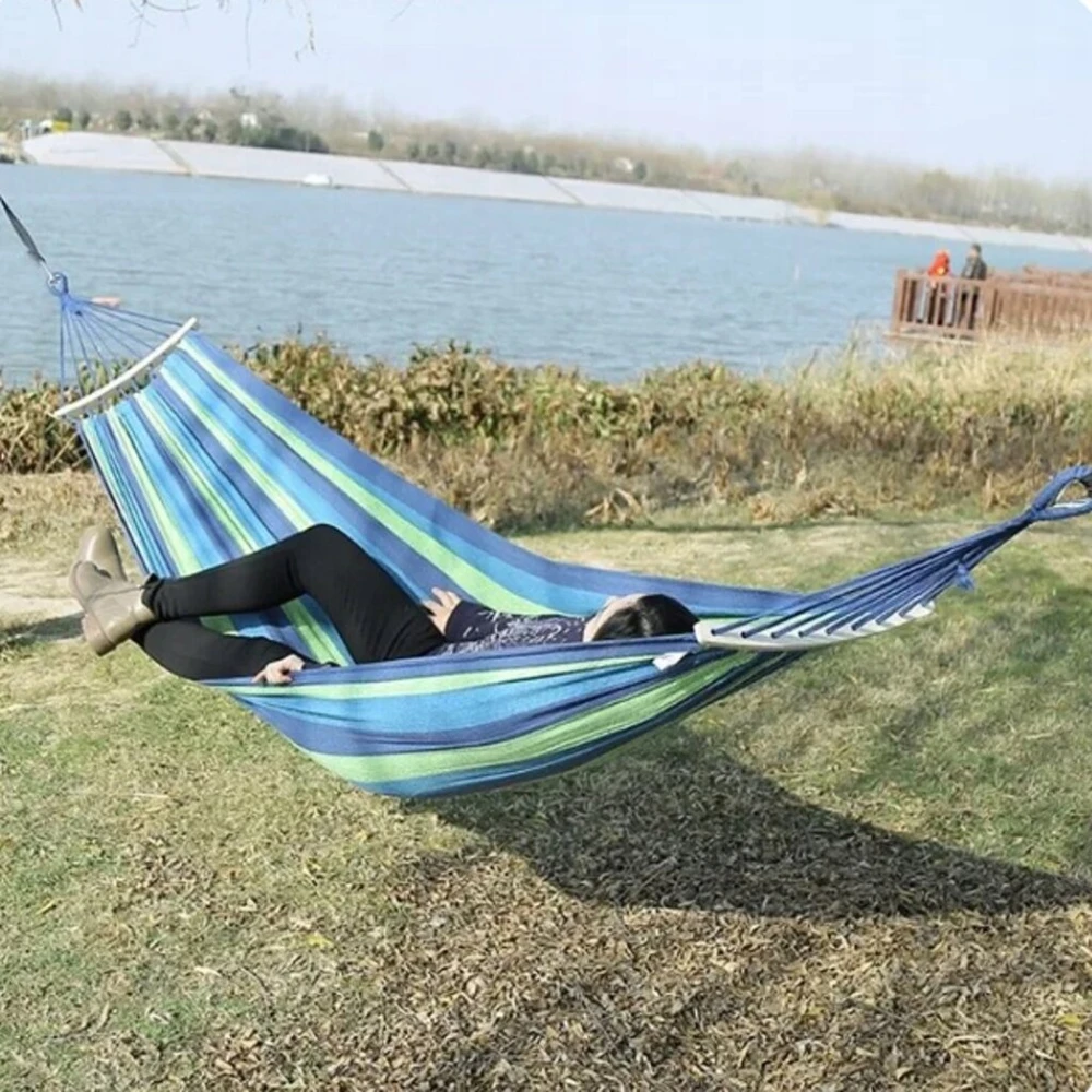 Dvivietis sodo hamakas su turistiniu rėmu, tvirtas, 2 asmenų, 270x150cm