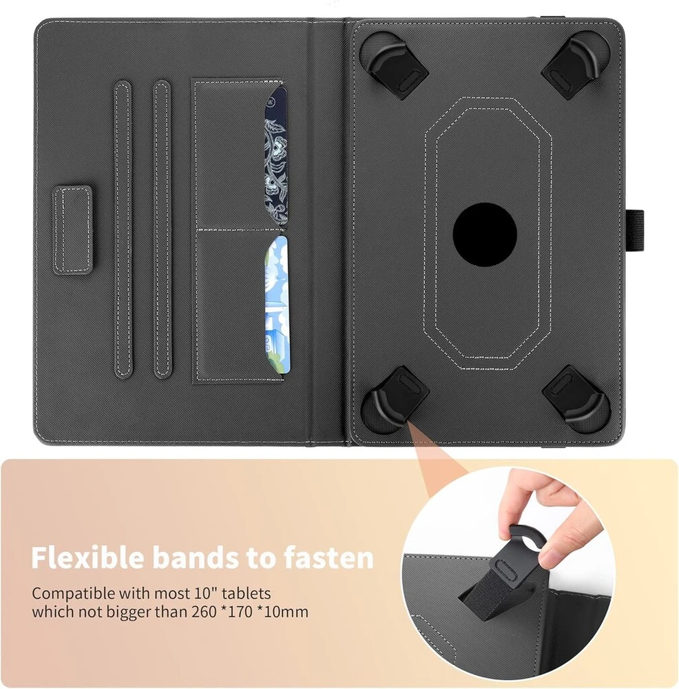 Easyacc universalus dėklas, skirtas honor pad x8a /blackview tab90 tab60 wifi/sgin planšetiniam kompiuteriui/cheerjoy planšetiniam kompiuteriui/colorroom planšetiniam kompiuteriui, 360 laipsnių besisukantis dėklas 10-11 colių planšetiniam kompiuteriui, pi